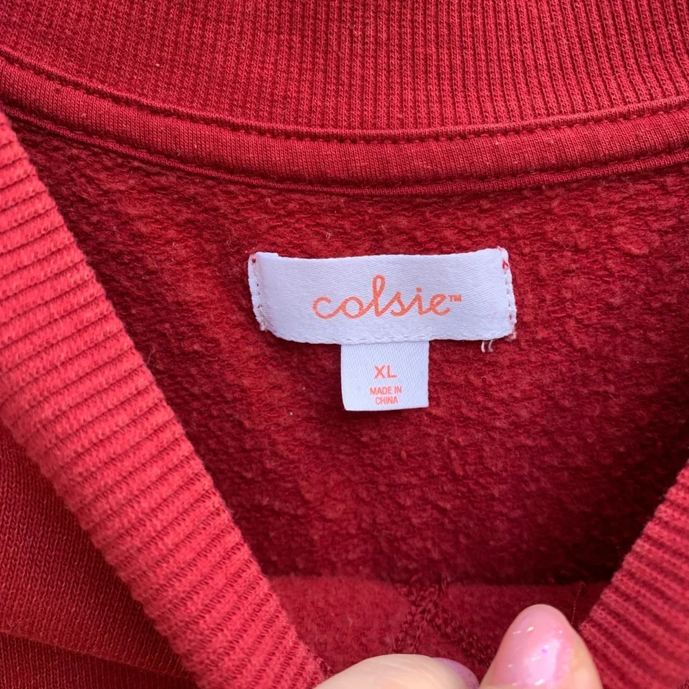Colsie Fleece Lounge Red Sweatspants and Crop Sweatshirt XL